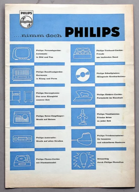 Philips Prospekt 50er / 60er Jahre Fernseh-, Rundfunk- und Haushaltsgeräte #2616