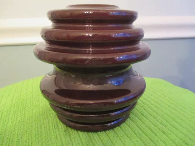 Vintage Brown Ceramic Electrical Insulator