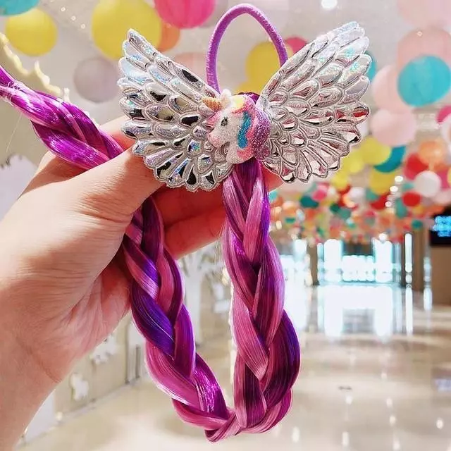 Ponytail Hair Extension Girls Party Unicorn Frozen Headband Curly Rainbow Colour