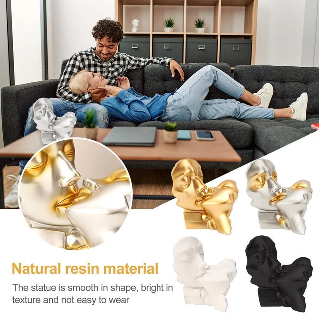Gold Lovers Kissing Statue / Liebesskulptur Abstrakte Art.-N Ornament Figur B6T9