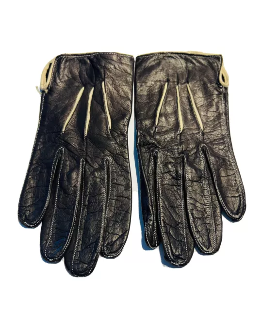 Jodi Arden Barneys New York Brown Leather Women’s Gloves Made in France