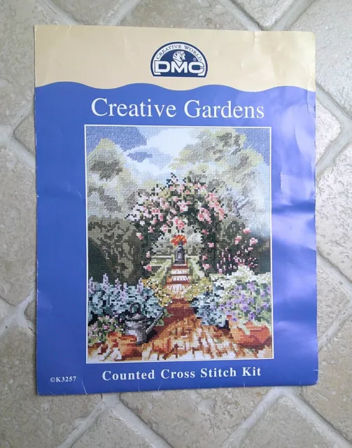 Dmc Counted Cross Stitch Kit. 'Urn Through The Rose Arch'. 10 X 8".