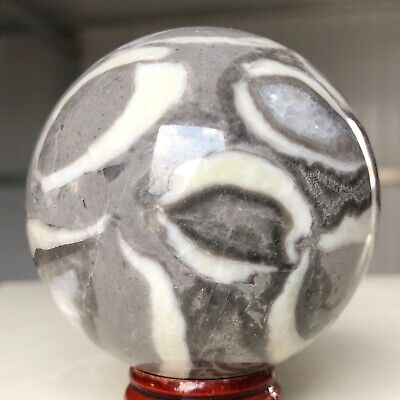 341g Natural Shell Stone Thousand eye quartz crystal Sphere specimenHealing K621