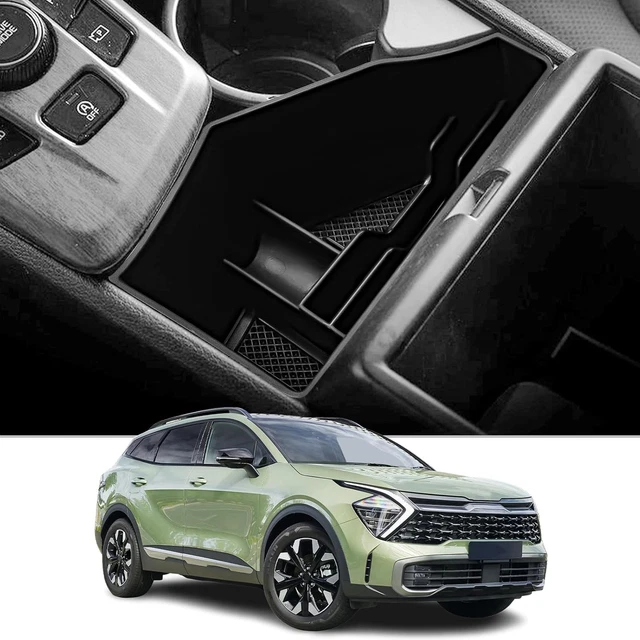Vano Portaoggetti Per Bracciolo Kia Sportage 2022-2025 - Organizer Centrale Con Divisori, Nero - Foto 4