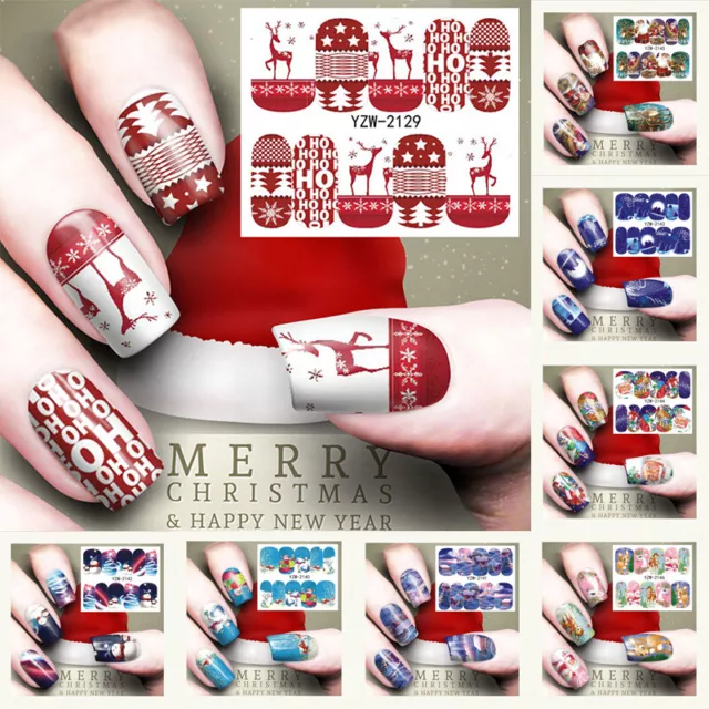 Christmas 3D Nail Art Stickers Snowflake Snowman Transfers Adhesive Decals Decor