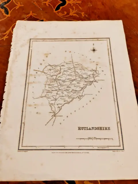 c1840s Rutlandshire County Map Lewis Topographical Dictionary Plate Retford