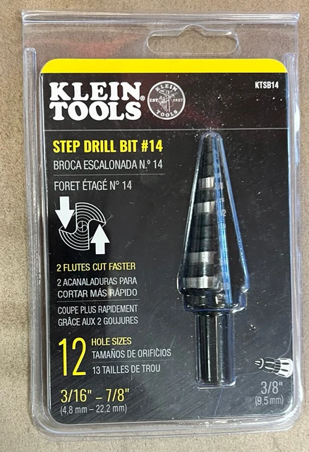 Klein Tools KTSB14 Step Drill Bit #14 12 Hole Sizes. Brand New Free shipping