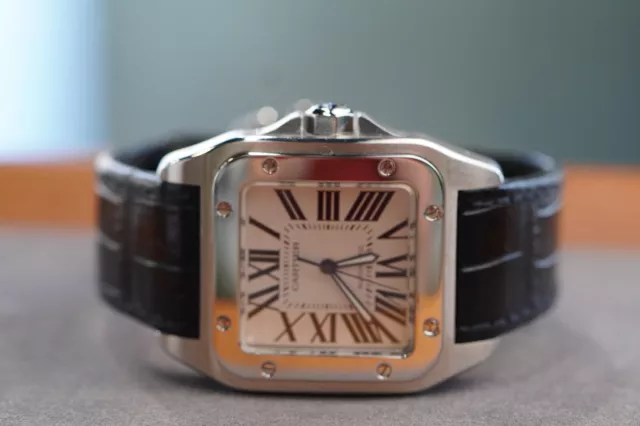 MINT Cartier Santos 100 STAINLESS STEEL AUTOMATIC SERVICED 3/15/24 W20073X8