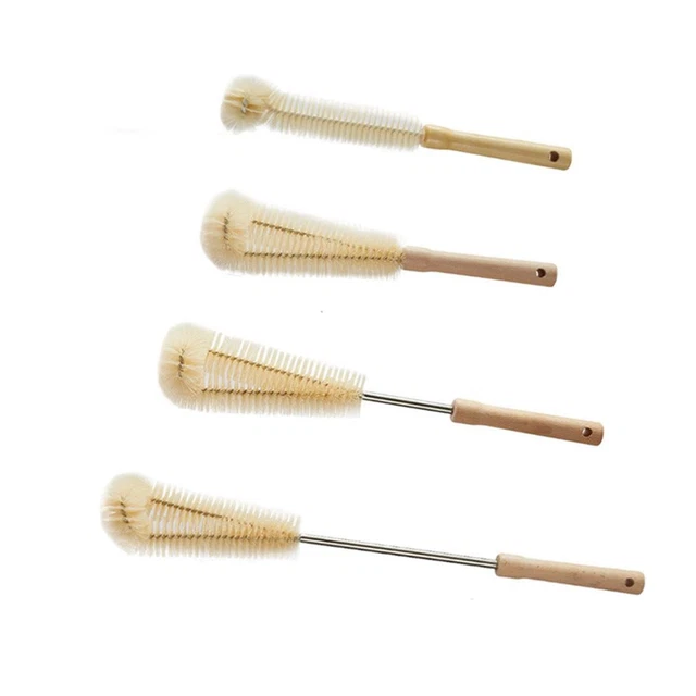 Manija de madera limpiador de vidrio cepillo de botellas herramientas de lavado cepillo de limpieza de cocina