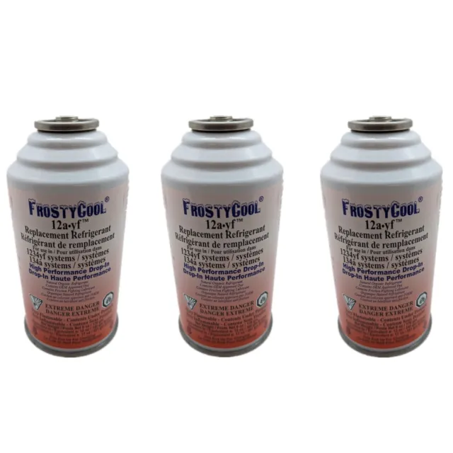 3 Cans FrostyCool High Performance Replacement Refrigerant for 1234yf and 134