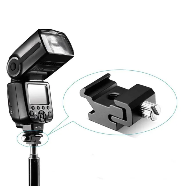 Camera Metal Flash Bracket Mount Adapter With 1/4 Tripod Screw To Light StaY^SA