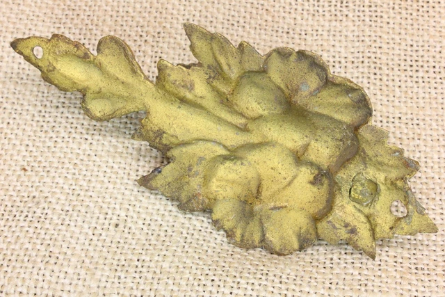 Old Hook Fancy picture Hanger Curtain Tieback Leaves Flower Brass Victorian 10