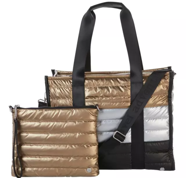 Samantha Brown TO GO Tote & Crossbody Metallic Colorblock 2 Piece Set NWT