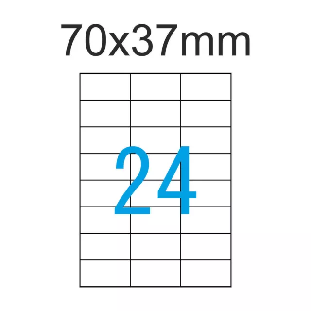 1200 Universal Etiketten 70 x 37 mm auf DIN A4 Bogen Selbstklebend - 50 Blatt