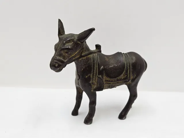 Antique Vintage Cast Iron Metal Penny Bank Mule Donkey Original Patina