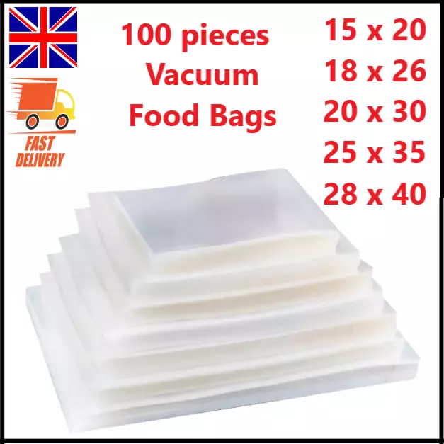 Vacuum Food Sealer Textured Bags 100 Pack Saver Packer Storage Pouches Embossed
