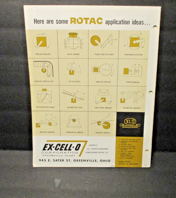 ROTAC ROTARY OSCILLATING Torque Actuators Brochure from Ex-cell-o ...