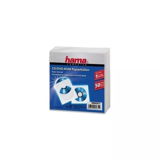 Hama CD-ROM Paper Sleeves 50, White 50 disques Blanc