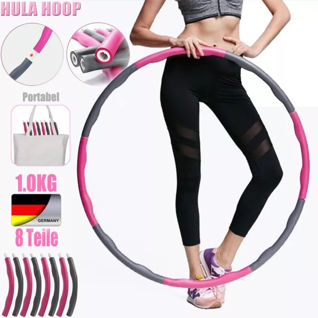 Hula Hoop Fitness Reifen Gymnastik 8-teilig 0,9 kg Hüftmassage Schaumstoff Ring