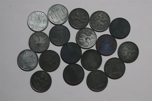 🧭 🇧🇪 Belgium 1 Franc German Occupation Massive Lot B53 #4 Bx7-71-80