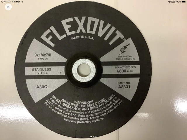 Qty. 5 Flexovit SS grinding discs P/N A8331 free postage paid