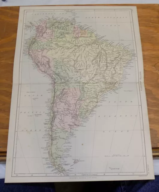 1878 Antique COLOR Map///SOUTH AMERICA