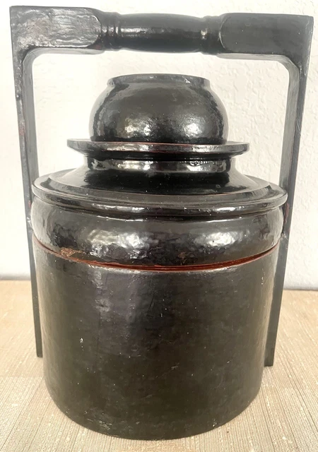 Burmese Monk’s Temple Lunch Box - Late 19th C. Black Lacquered  3