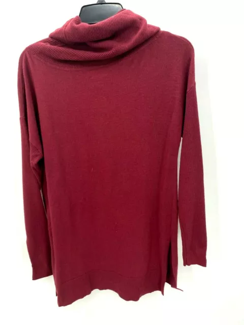 Caslon Womens Medium Sweater Maroon Cowl Neck Tunic Lagenlook Pullover NWT 2