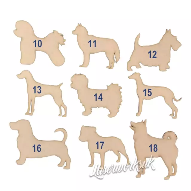 Wooden MDF Dog Craft Shapes - 60 BREEDS Available - Blanks,Gift,Tags,Scrapbook 2