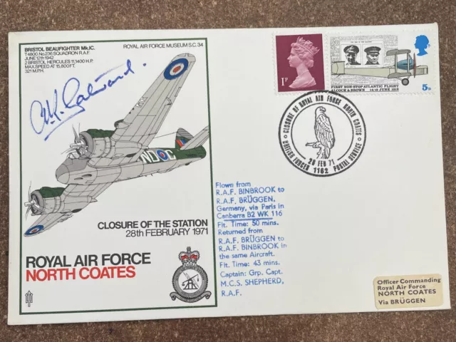 1971 RAF North Coates Flown Cover Signed A K Gatward  DSO DFC & Bar WW2 Pilot