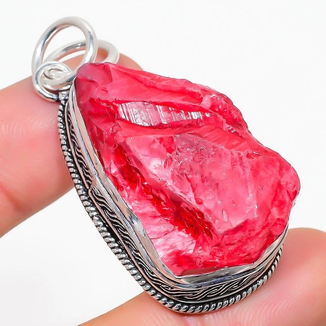 Crystal Titanium Gemstone Handmade 925 Sterling Silver Jewelry Pendant 2.17"