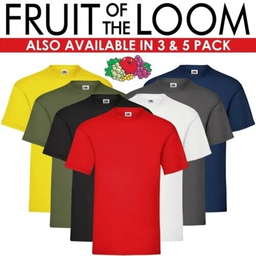 Fruit of the Loom T Shirt Uomo Donna 100% Cotone Tinta Unita Manica Corta Tee