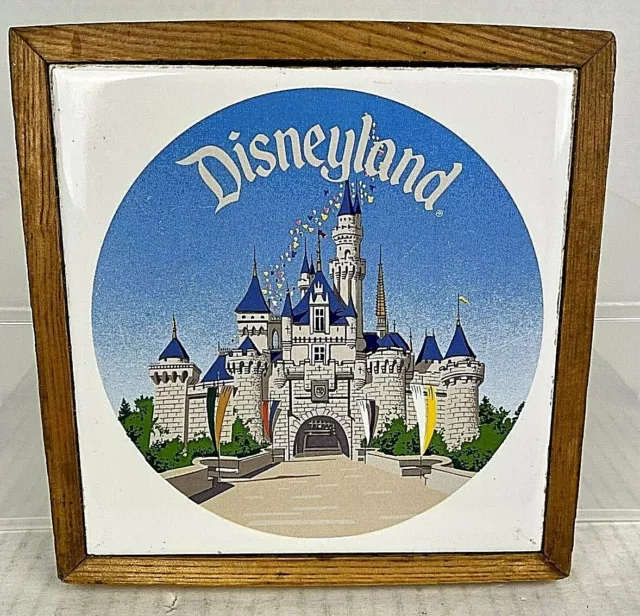 Vtg DISNEYLAND Square Ceramic Trivet or Wall Hanging Sleeping Beauty's Castle