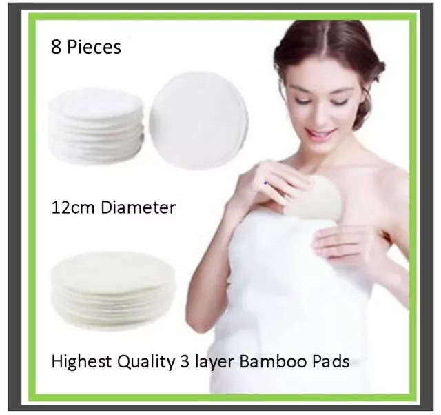Bamboo Reuseable Breast Pads x 8 - Washable Nursing Pads for Breastfeeding Mums