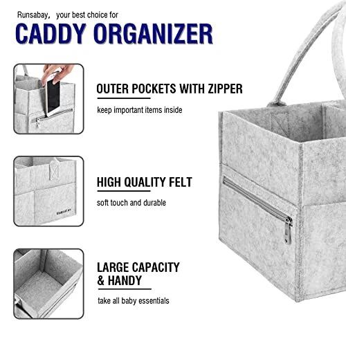 Baby Diaper Caddy Organizer | Portable Nursery Essentials Storage Basket Bin 2