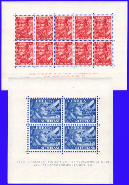 NETHERLANDS 1942 LEGION SHEETS WWII (Sc: B144a-B145a) MNH - FREE SHIPPING