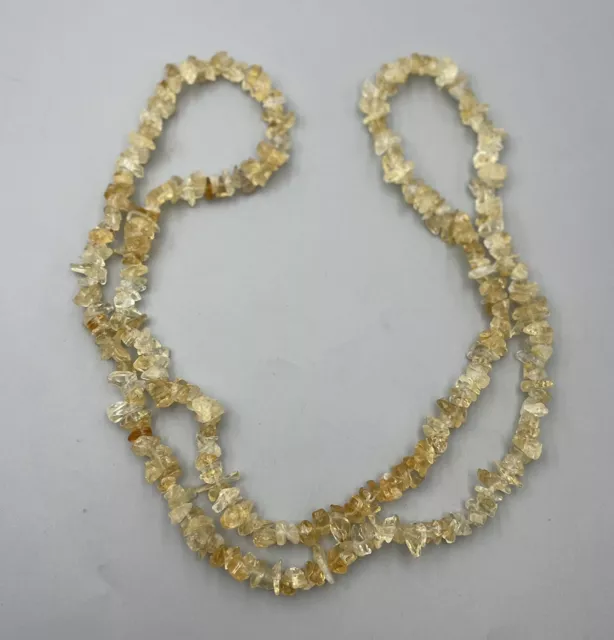 Collier sautoir en perles taillées de citrine 43 cm