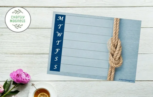 Succulent Floral Blue Fridge Magnet Whiteboard Family Weekly Planner Calendar A4 2