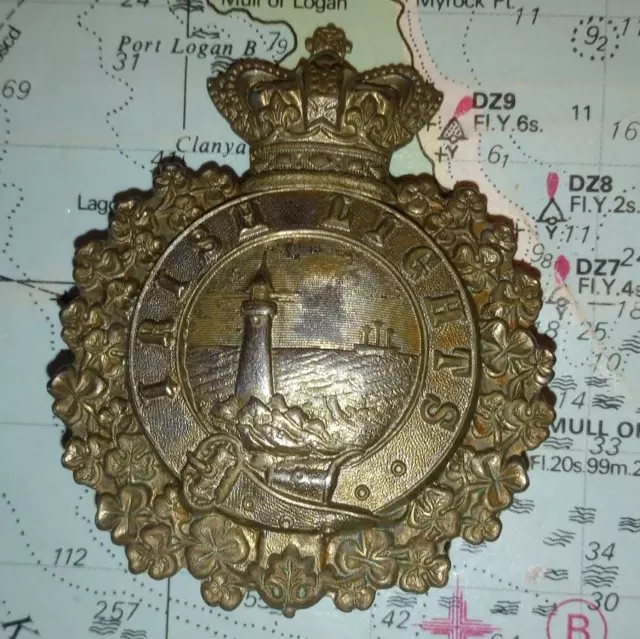 Vintage Nickel Metal Irish Lights Lighthouse Keepers Victoria Crown Cap Badge ay