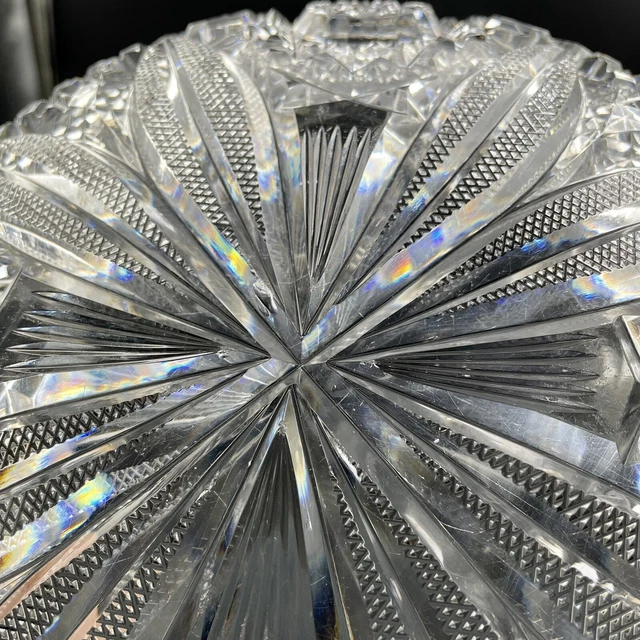 American Brilliant Period ABP Cut Glass Low Bowl 9” 8