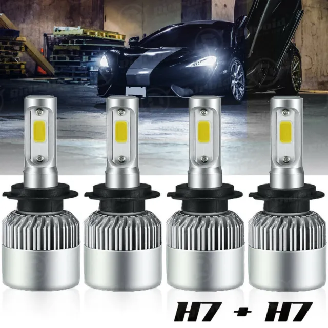 4X H7 200W Kit de phares LED pour voiture DRL Ampoules 6500K VS Xénon Halogène