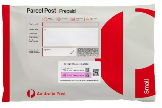 5 x 5kg small PREPAID SATCHELS Australia Post NEW AND UNUSED