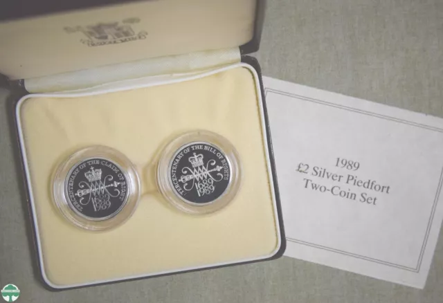 1989 £2 Silver Piedfort Two-Coin Set In Original Box With Coa