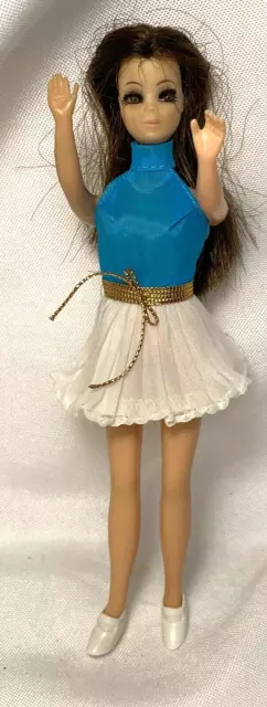 Angie 1970’s Vintage Topper Dawn Doll Dress Turquoise White Gold Shoes