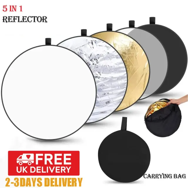 5 in 1 Collapsible Photo Studio Reflector Round Light Diffuser Photography w/Bag