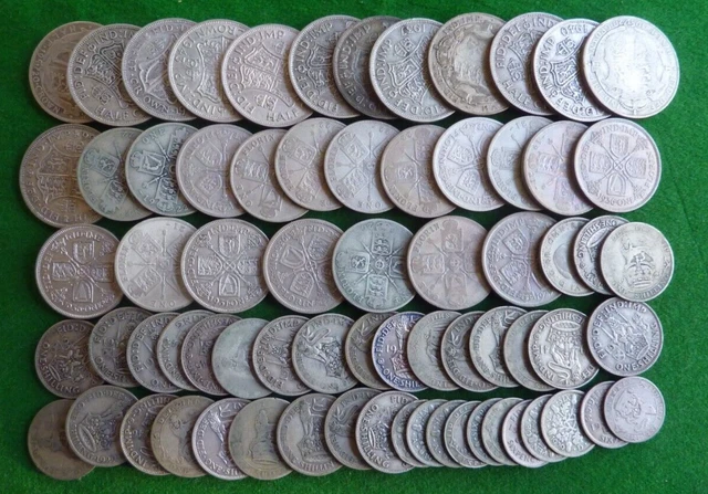 Bulk Lot-  Pre 1947  Silver Coins 550 Gms - .500 Silver