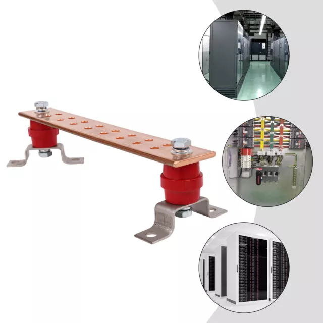 Wall Mounted Copper Ground Bar Kit Copper Grounding Busbar Bar Set 16 Holes