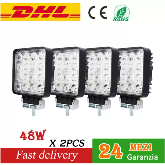 4X 48W Lampada Da Lavoro Fari Led Per Trattore Proiettore Auto Barca Camion Suv