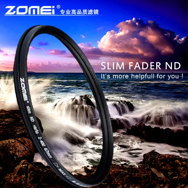 58mm-82mm Slim ND2-400 Filter Zomei Adjustable Neutral Density Fader ND Filter