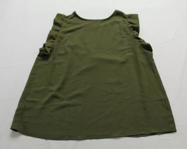 KAILEIGH WOMEN'S PLUS Kalani Ruffle Sleeve Blouse EG7 Olive Green Size ...